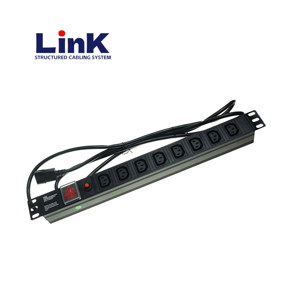 1u Server Rack Mount 8 Ways IEC C13 Intelligent Industrial PDU with 1p Circuit Breaker